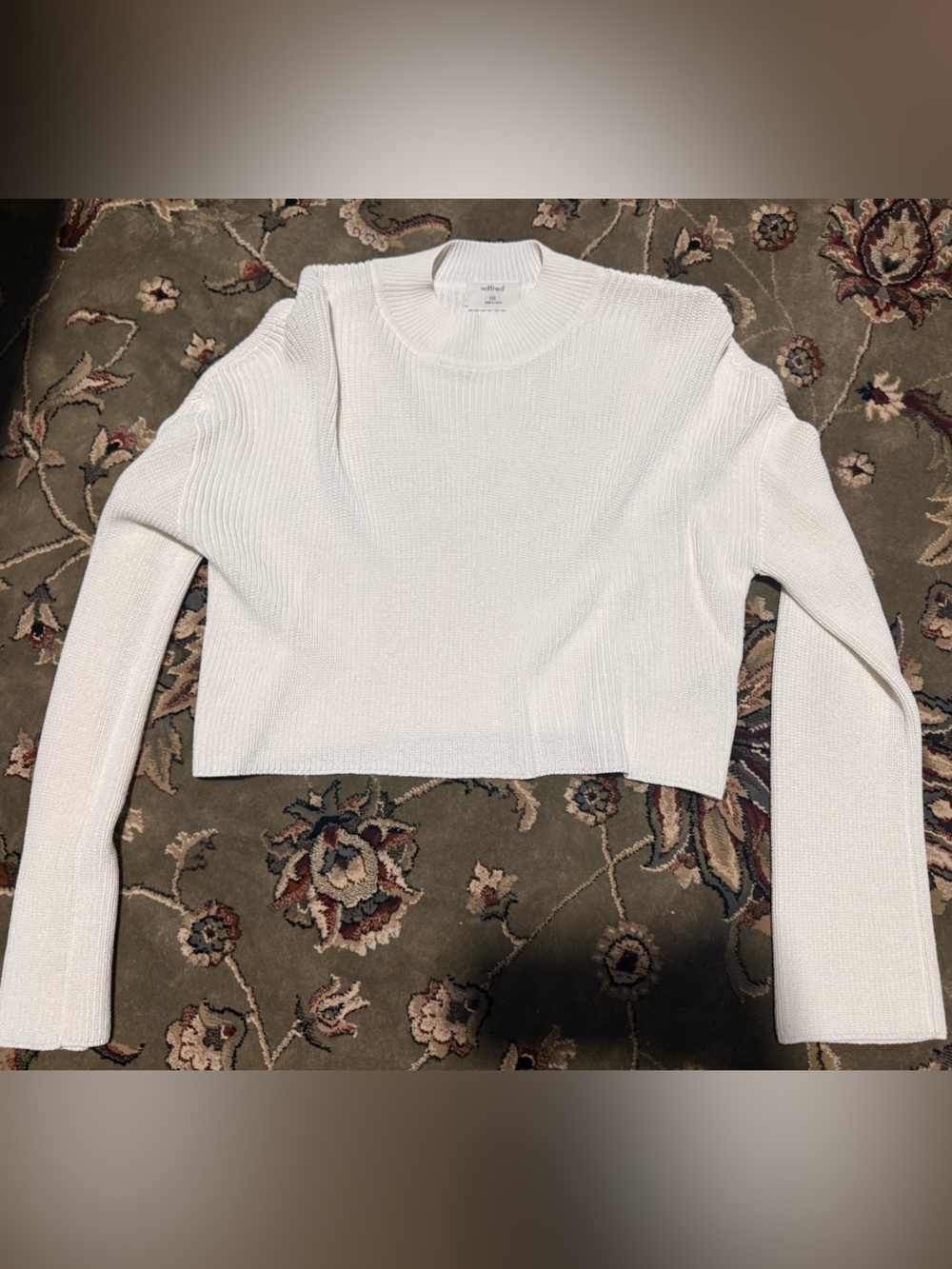 Wilfred White Cropped Ribbed Crewneck Sweater